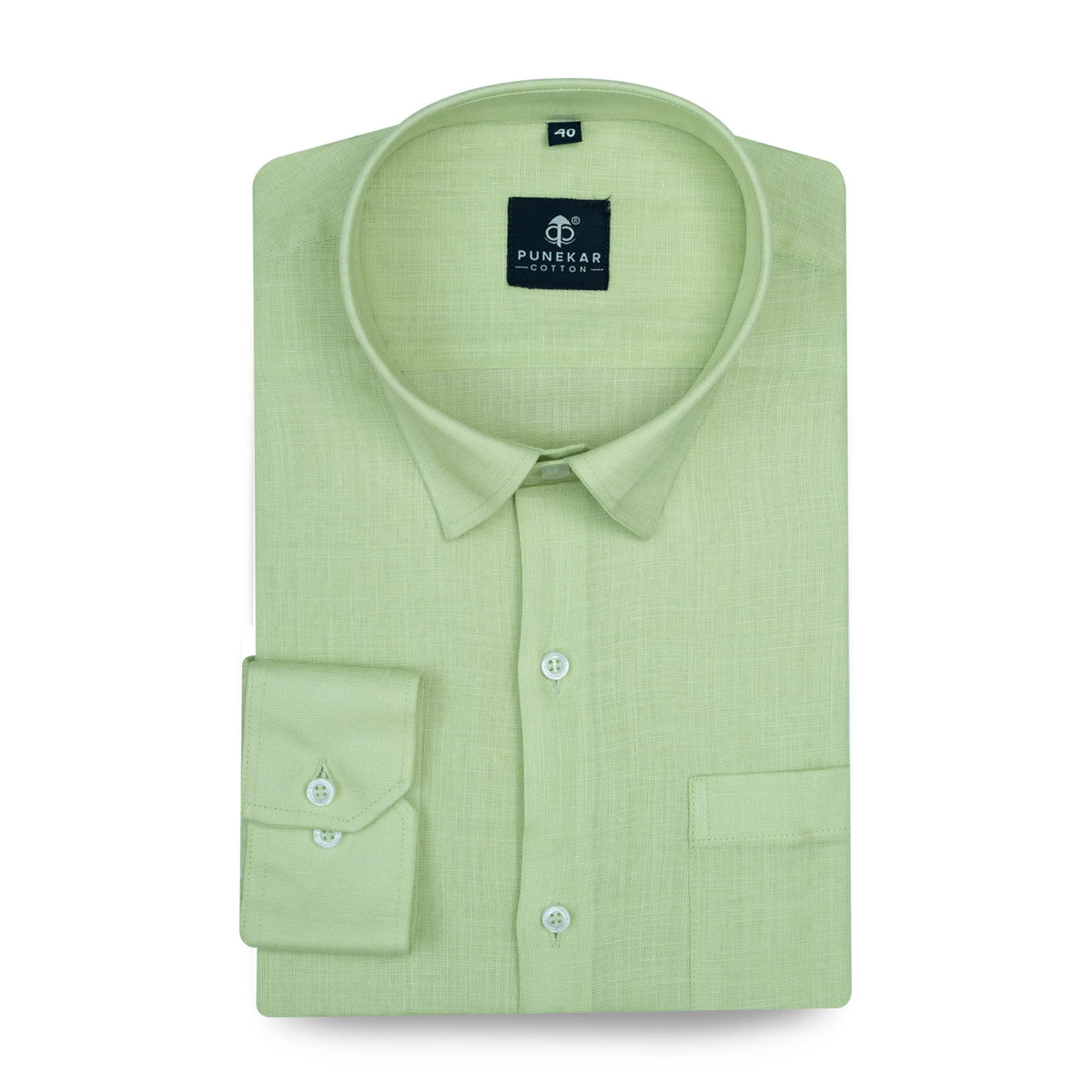 Pista Green Color 80s Lino Lyocell Shirt For Men - Punekar Cotton