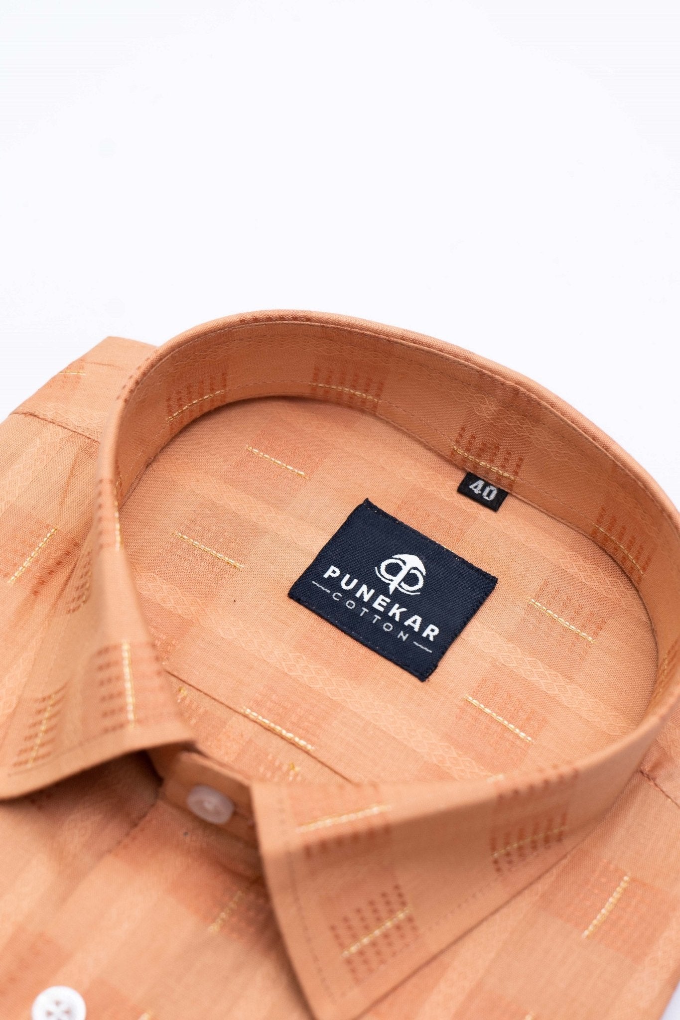 Copper Color Embroidery Pure Cotton Shirt For Men - Punekar Cotton