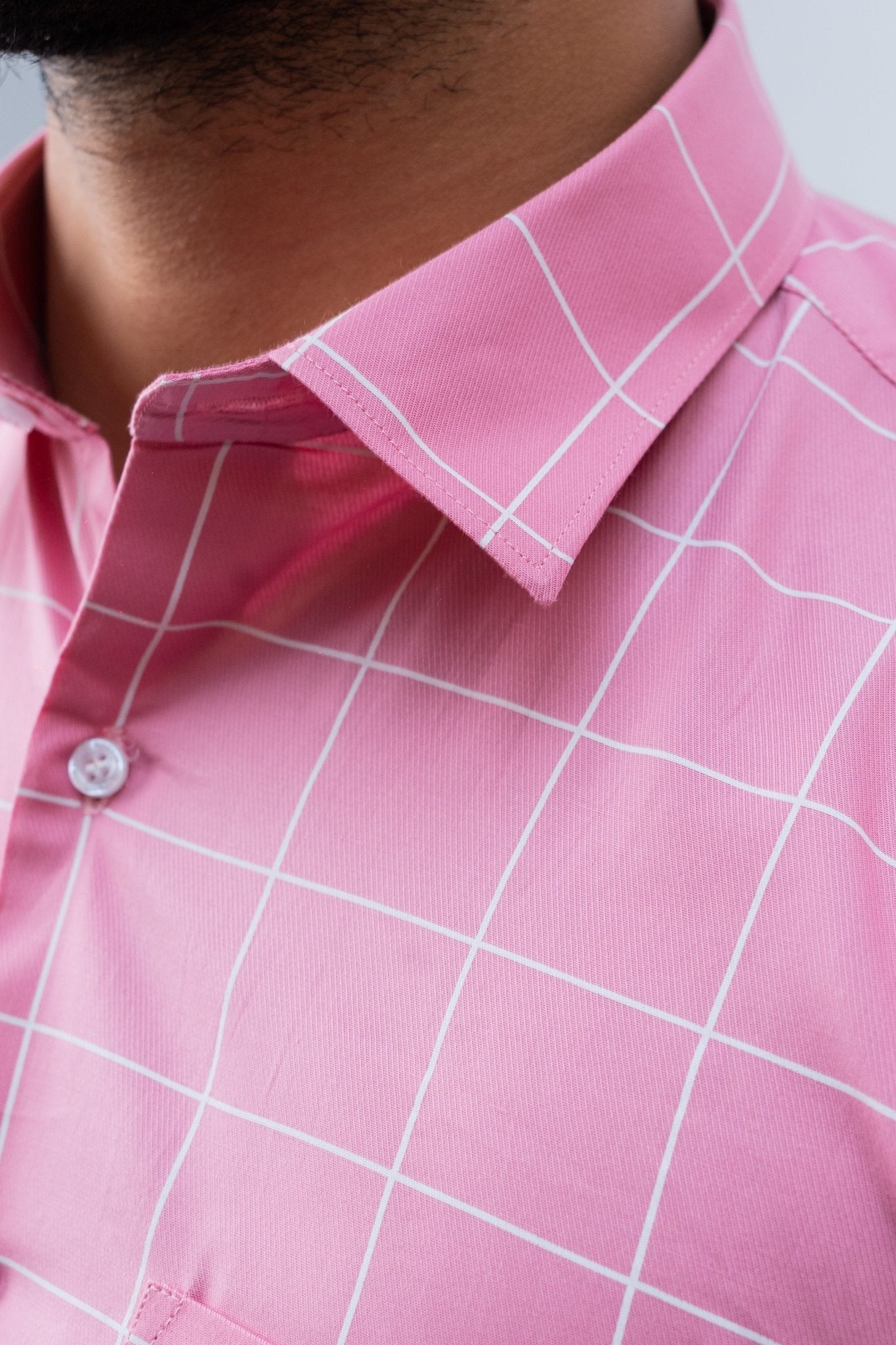 Pink Color Big Checks Cotton Shirts For Men - Punekar Cotton