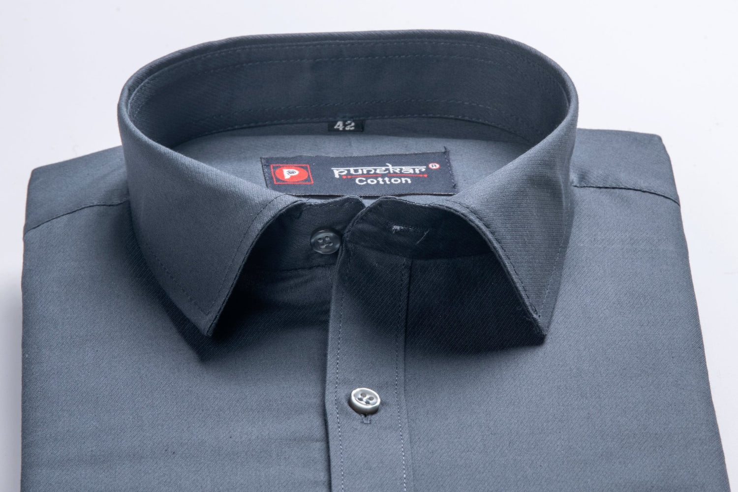 Punekar Cotton Carbon Color 100% Mercerised Cotton Diagonally Woven Formal Shirt for Men&