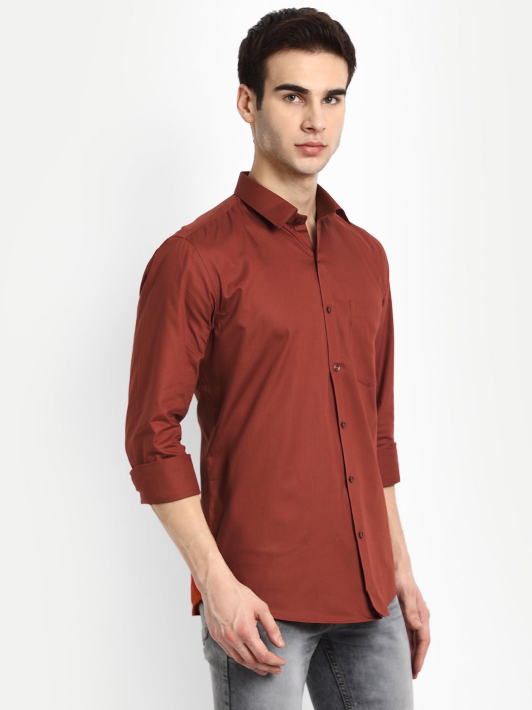 Punekar Cotton Copper Color 100% Mercerised Cotton Diagonally Woven Formal Shirt for Men&