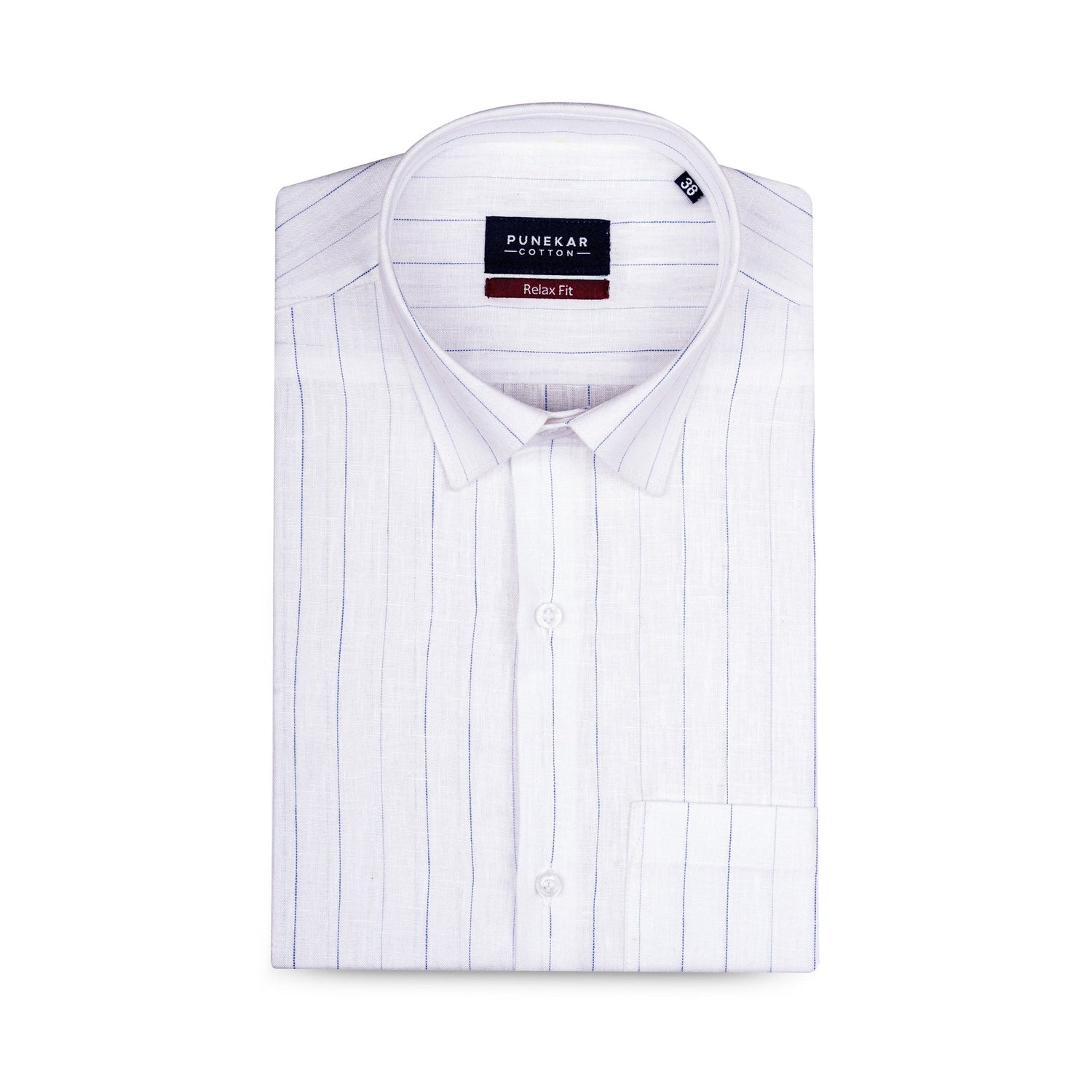 Blue White Colour Cotton Linen Lining Shirt For Men - Punekar Cotton