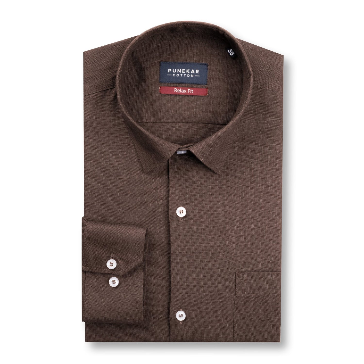 Brown Color Linen Formal Shirts For Men - Punekar Cotton