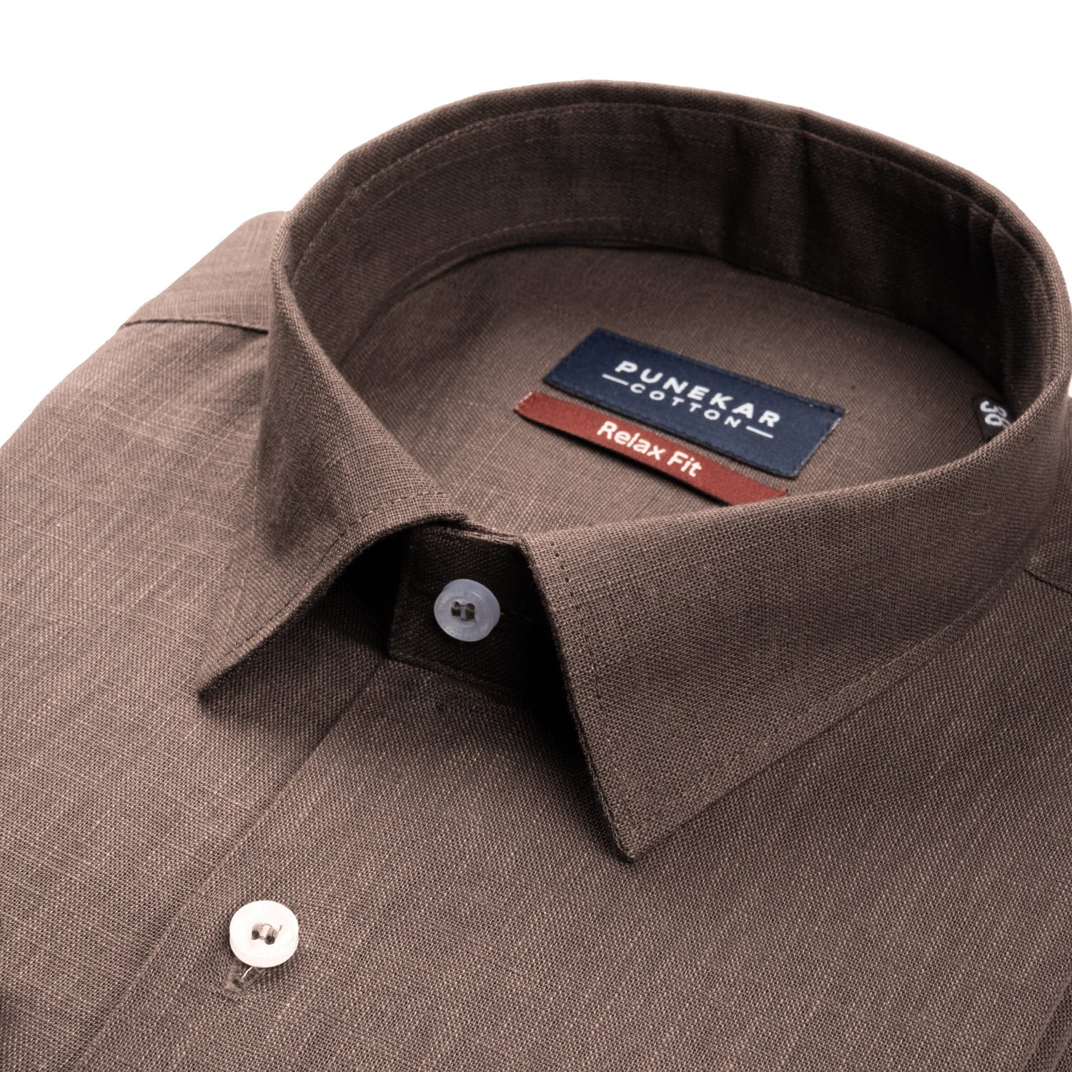 Brown Color Linen Formal Shirts For Men - Punekar Cotton