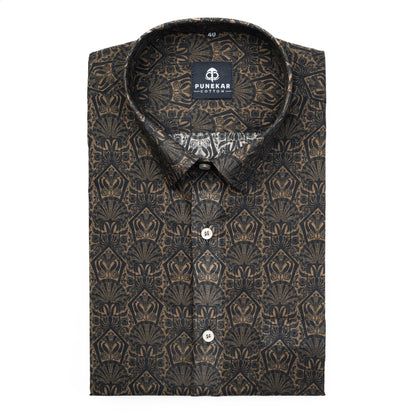 Brown Color Moroccan Wool Cotton Shirt For Men - Punekar Cotton