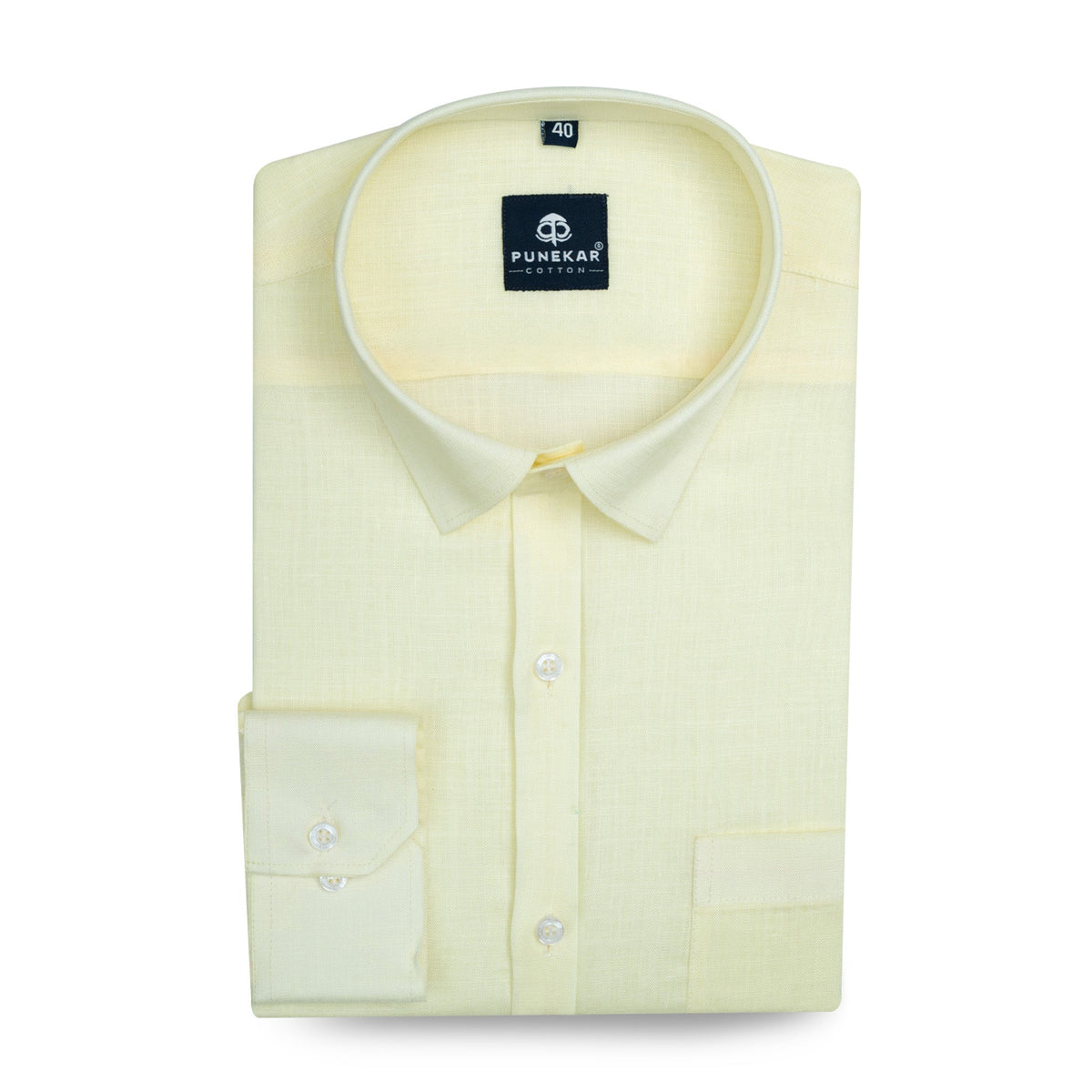 Butter Yellow Color 80s Lino Lyocell Shirt For Men - Punekar Cotton