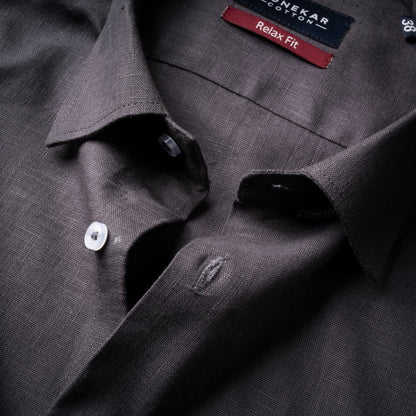 Carbon Color Linen Formal Shirts For Men - Punekar Cotton