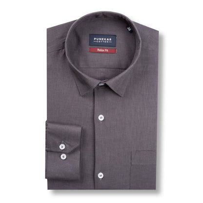 Carbon Color Linen Formal Shirts For Men - Punekar Cotton