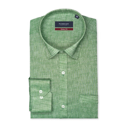 Forest Green Color Poly Cotton Shirt For Men - Punekar Cotton