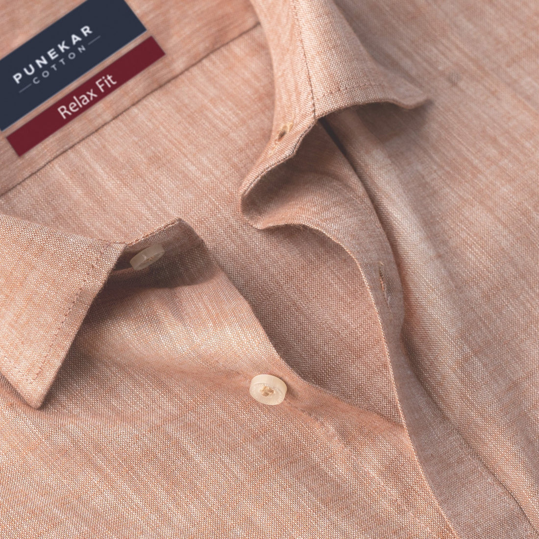 Light Orange Color Poly Cotton Shirt For Men - Punekar Cotton