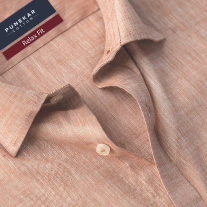 Light Orange Color Poly Cotton Shirt For Men - Punekar Cotton