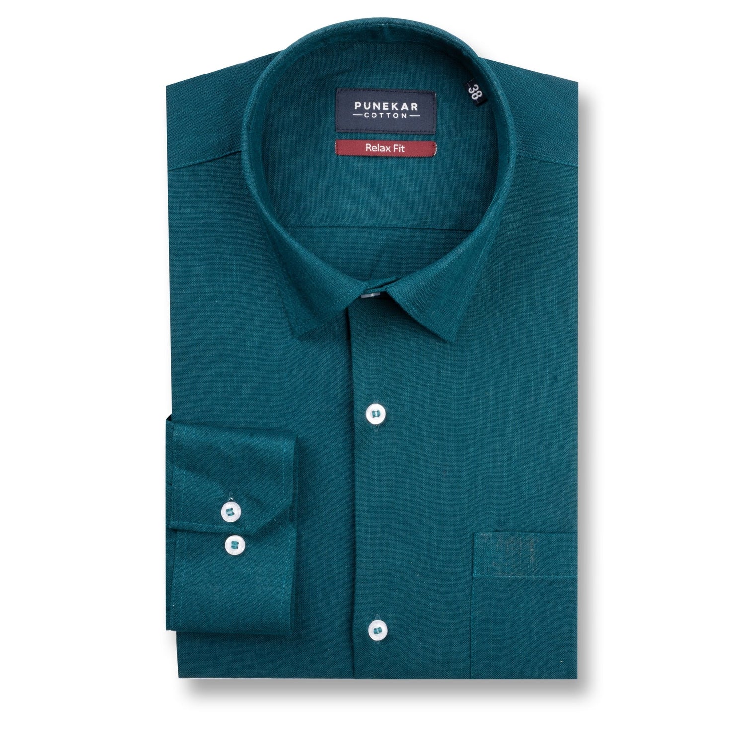 Peacock Color Linen Formal Shirts For Men - Punekar Cotton