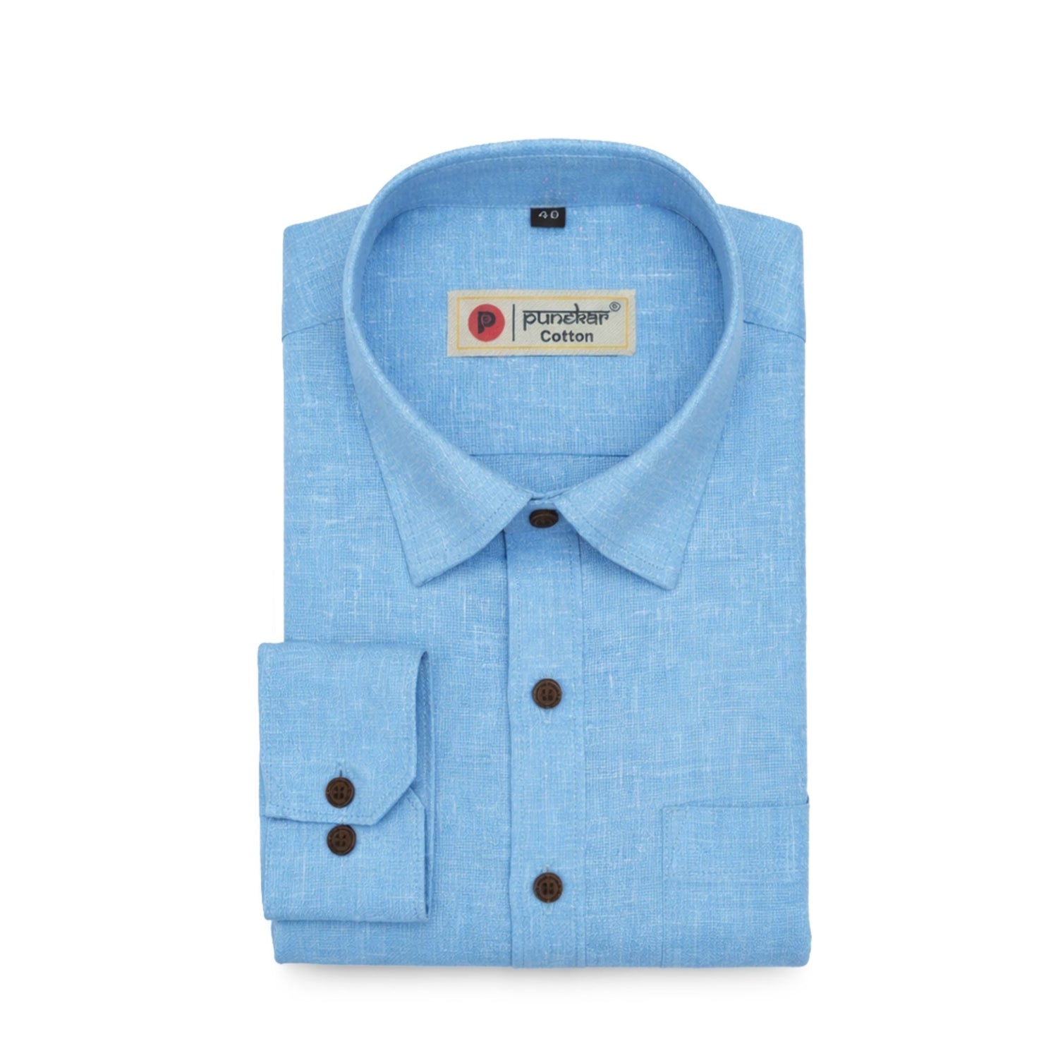Punekar Cotton Light Blue Color Cotton Linen Formal Shirt for Men&
