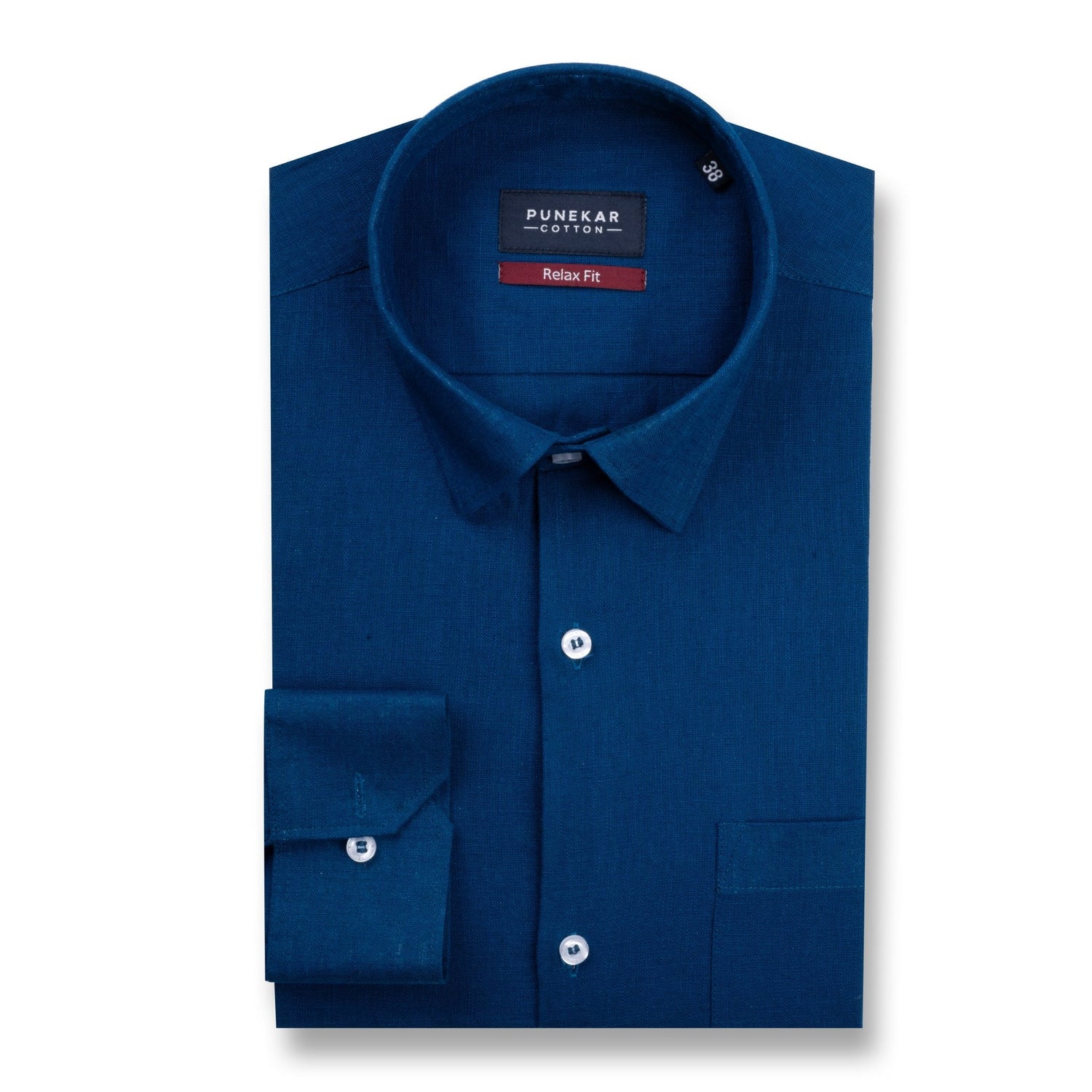 Royal Blue Color Linen Formal Shirts For Men - Punekar Cotton