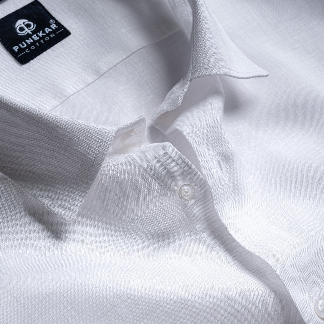 White Color 80s Lino Lyocell Shirt For Men - Punekar Cotton