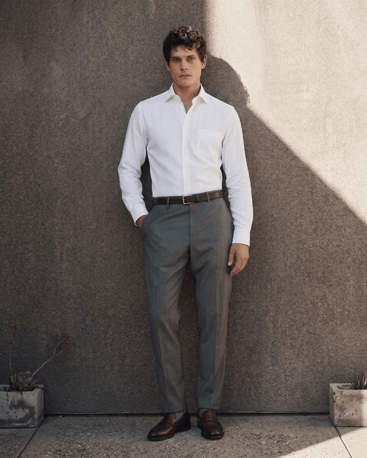 White MattMini Textured Cotton Tencel Shirt For Men - Punekar Cotton
