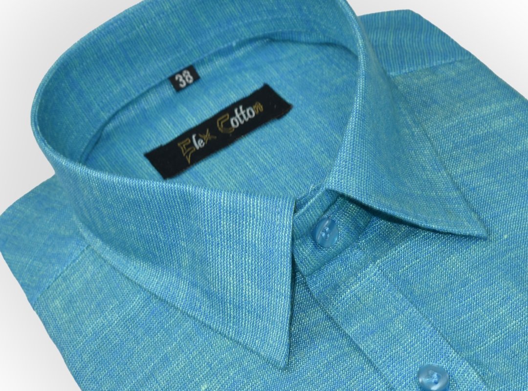Blue Color Dual Tone Matty Cotton Shirt For Men&