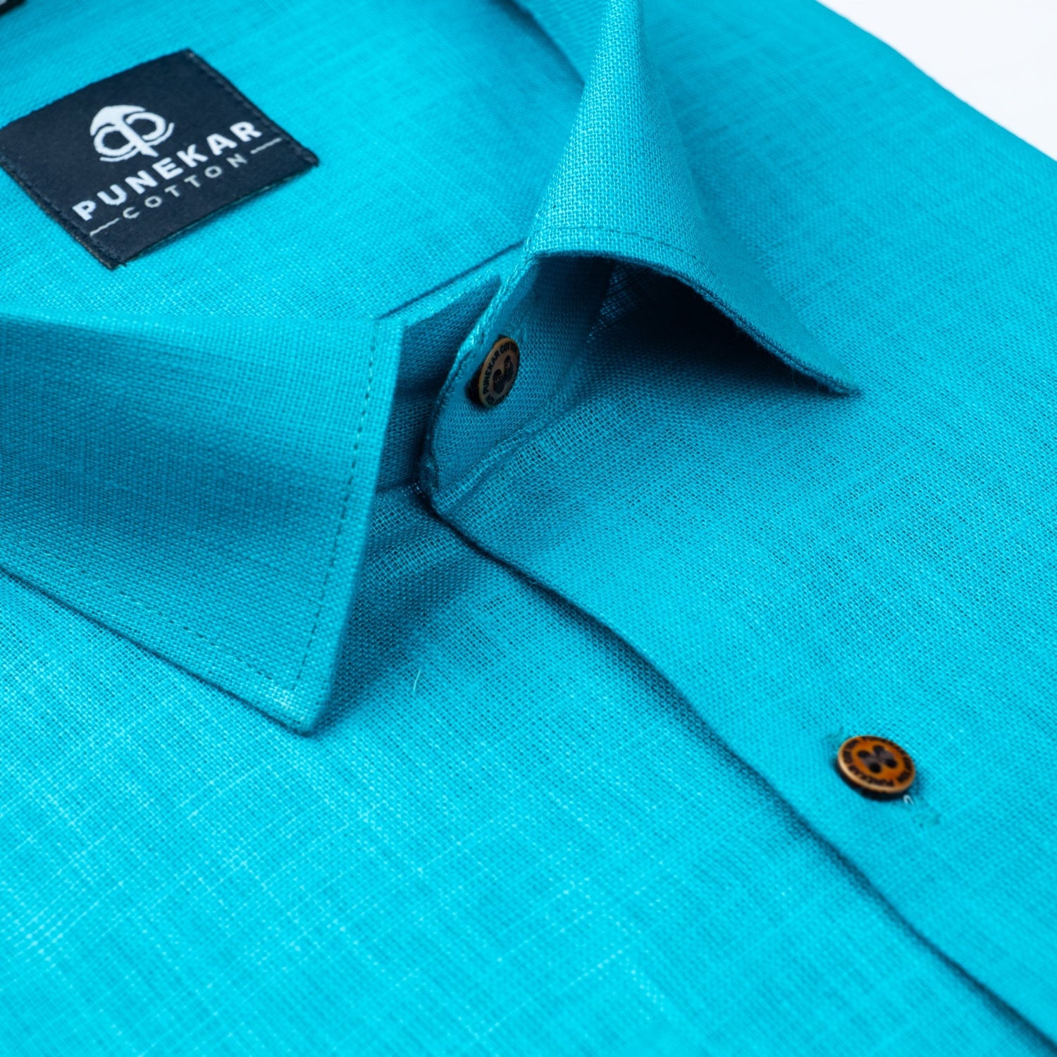Blue Color Linen Formal Shirts For Men - Punekar Cotton