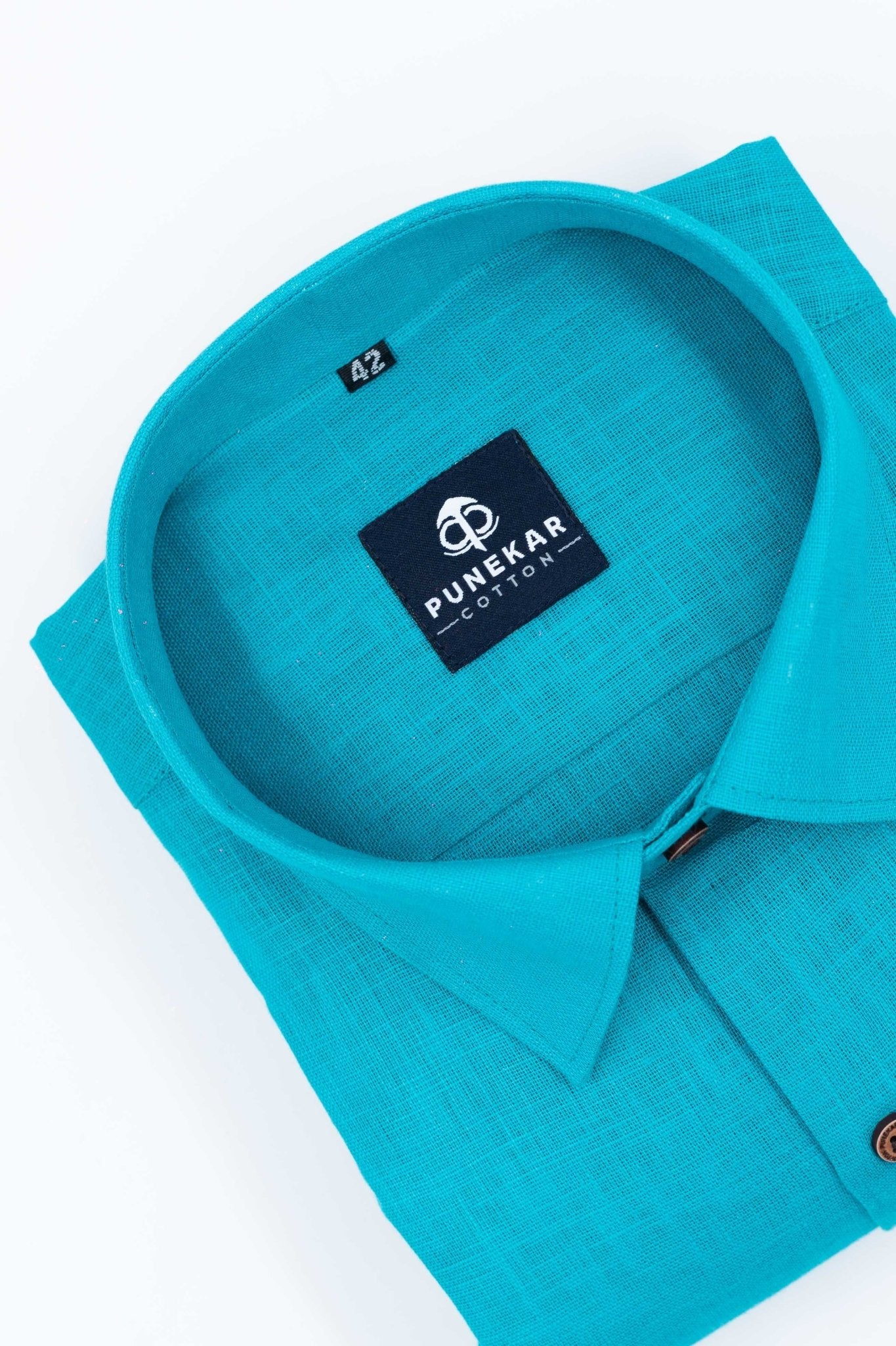 Blue Color Linen Formal Shirts For Men - Punekar Cotton