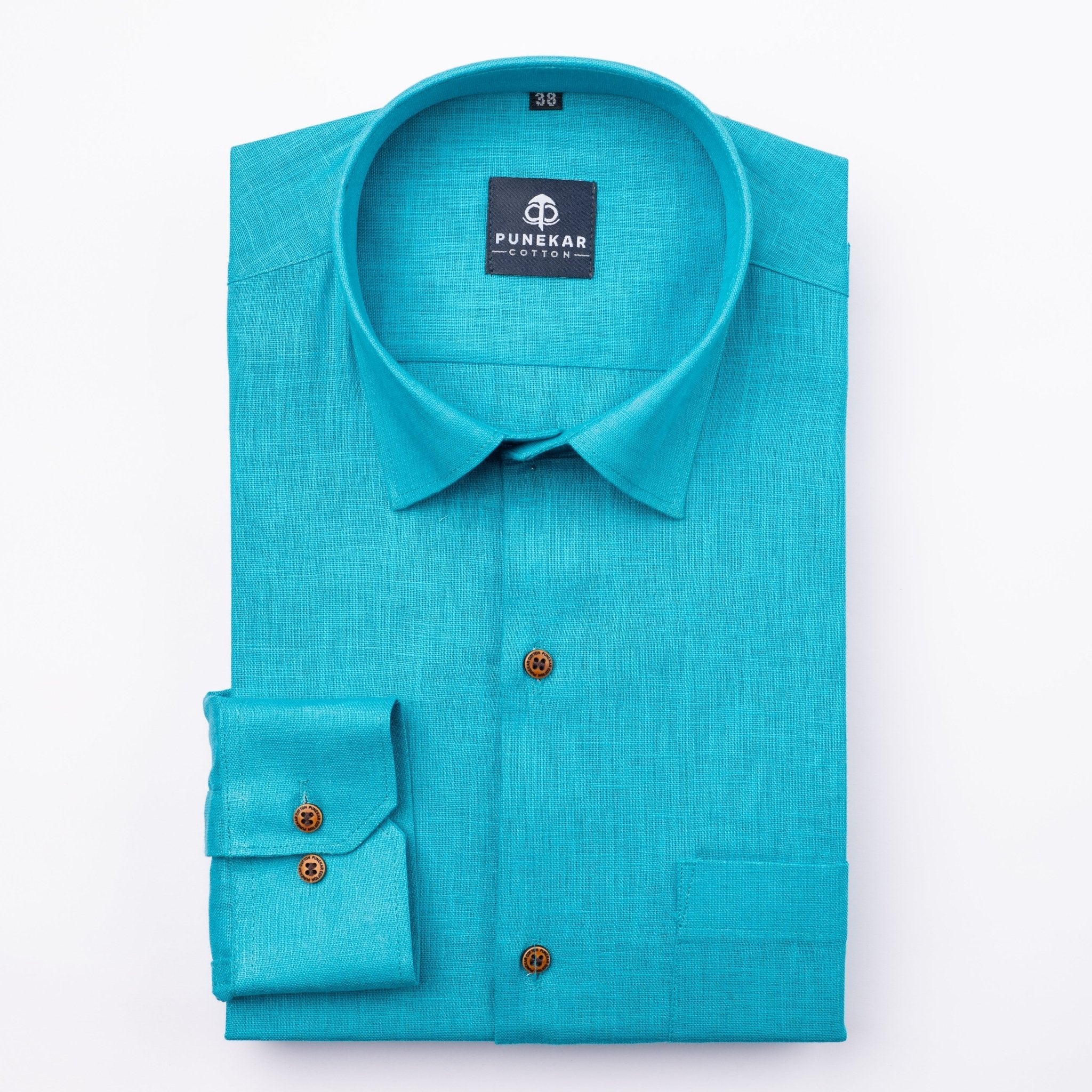 Blue Color Linen Formal Shirts For Men - Punekar Cotton