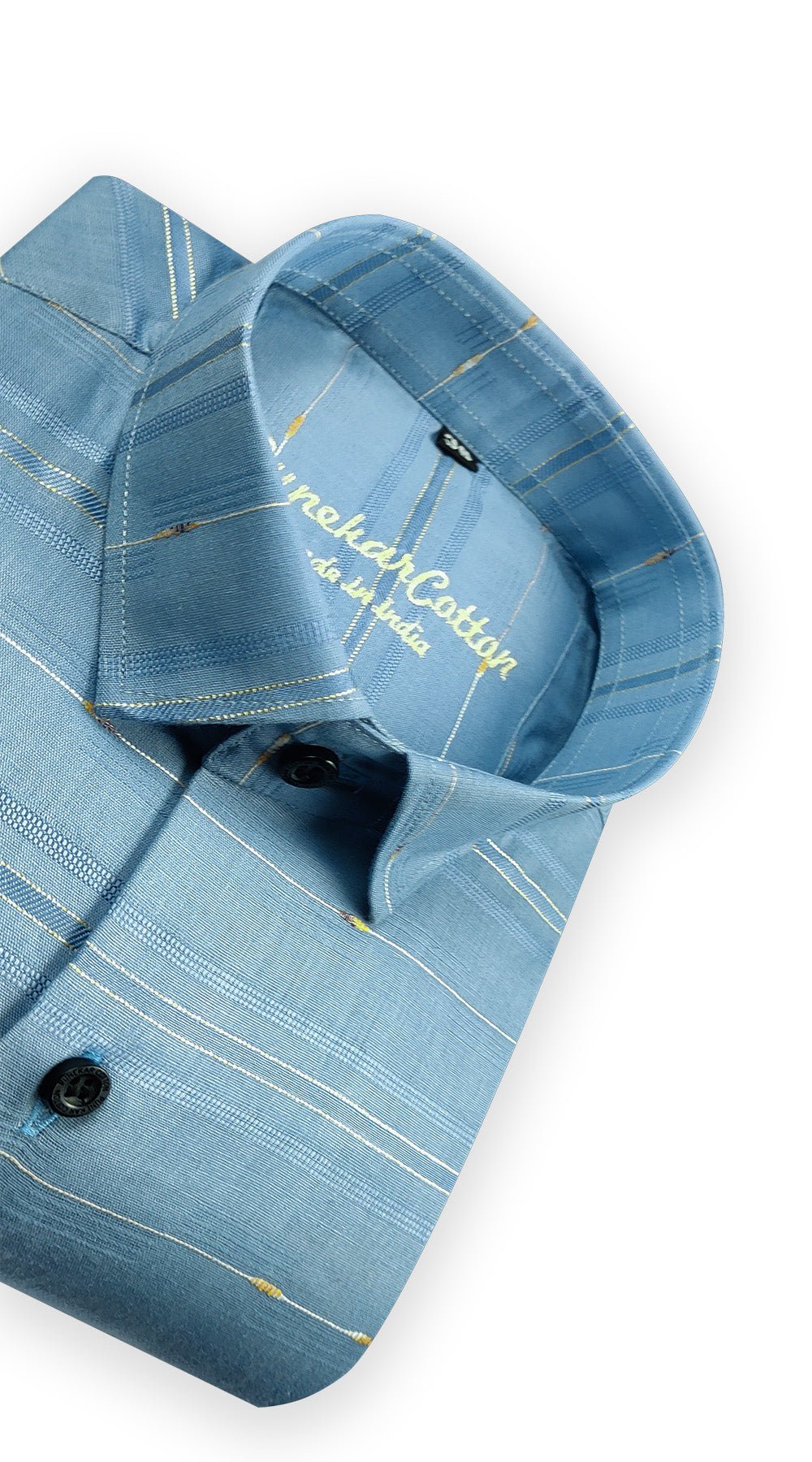 Blue Color Pure Cotton Panelled Butta Stripes Shirts For Men&