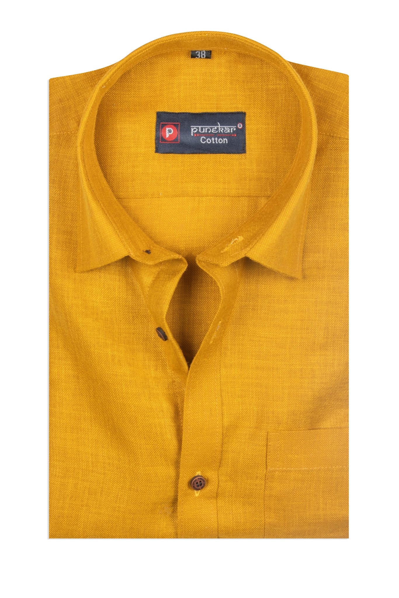 Golden Color Blended Linen Shirt For Men&