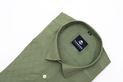 Mehndi Color Embroidery Cotton Shirt For Men - Punekar Cotton