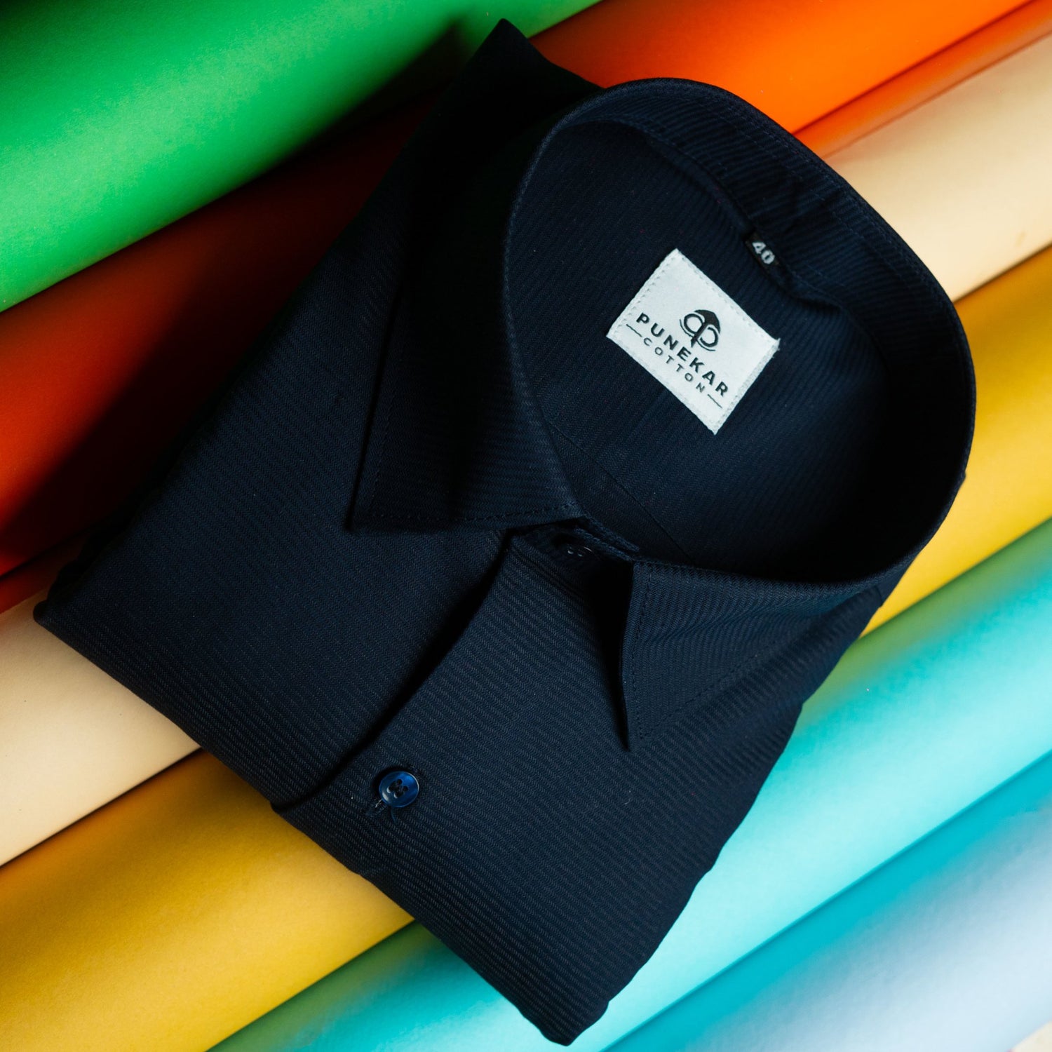Navy Blue Color Twitter Lining Blende Cotton Shirts For Men - Punekar Cotton