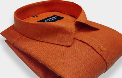 Orange Color Blended Linen Shirt For Men&