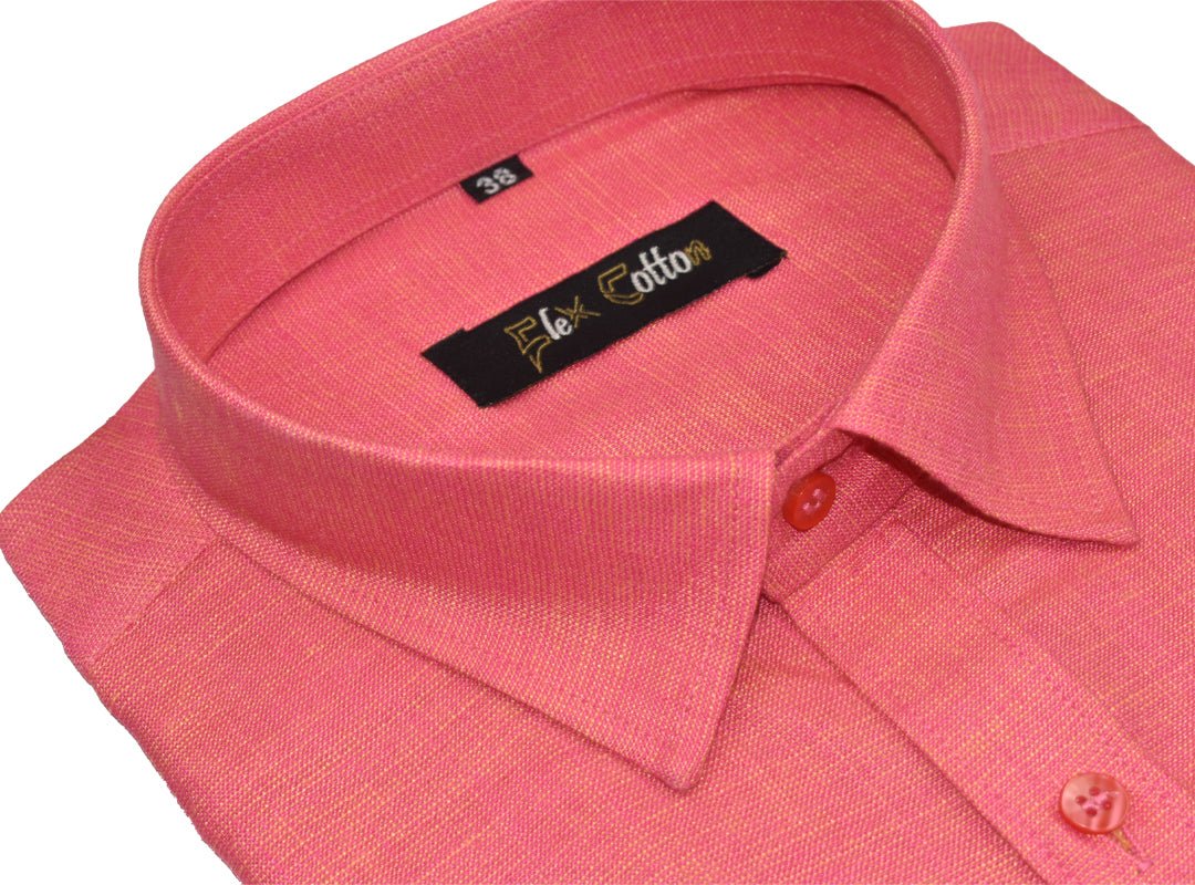 Pink Color Dual Tone Matty Cotton Shirt For Men&