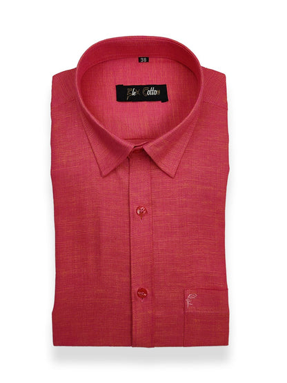 Pink Color Dual Tone Matty Cotton Shirt For Men&