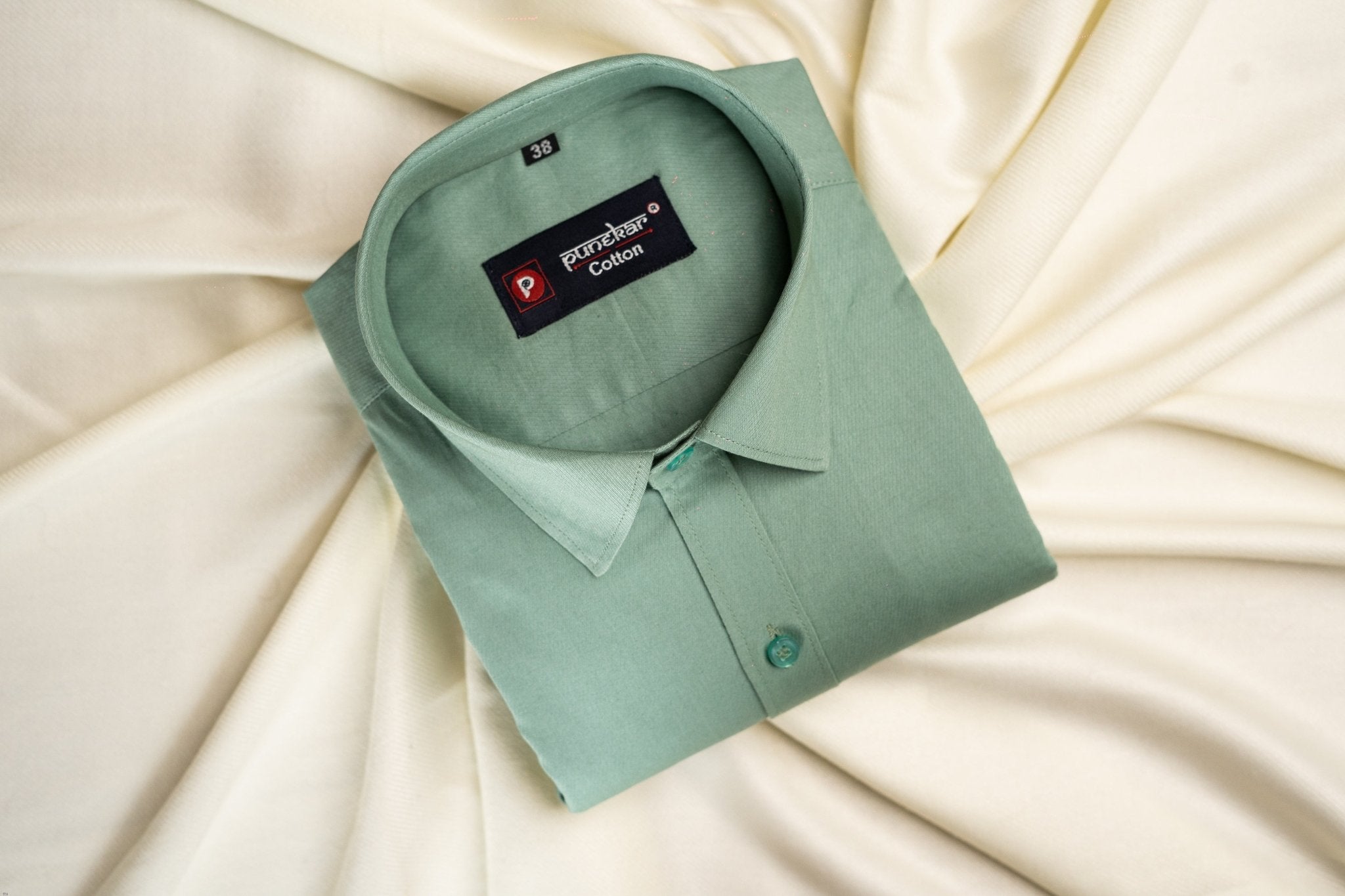 Punekar Cotton Mint Color 100% Mercerised Cotton Diagonally Woven Formal Shirt for Men&
