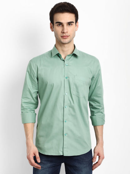 Punekar Cotton Mint Color 100% Mercerised Cotton Diagonally Woven Formal Shirt for Men&