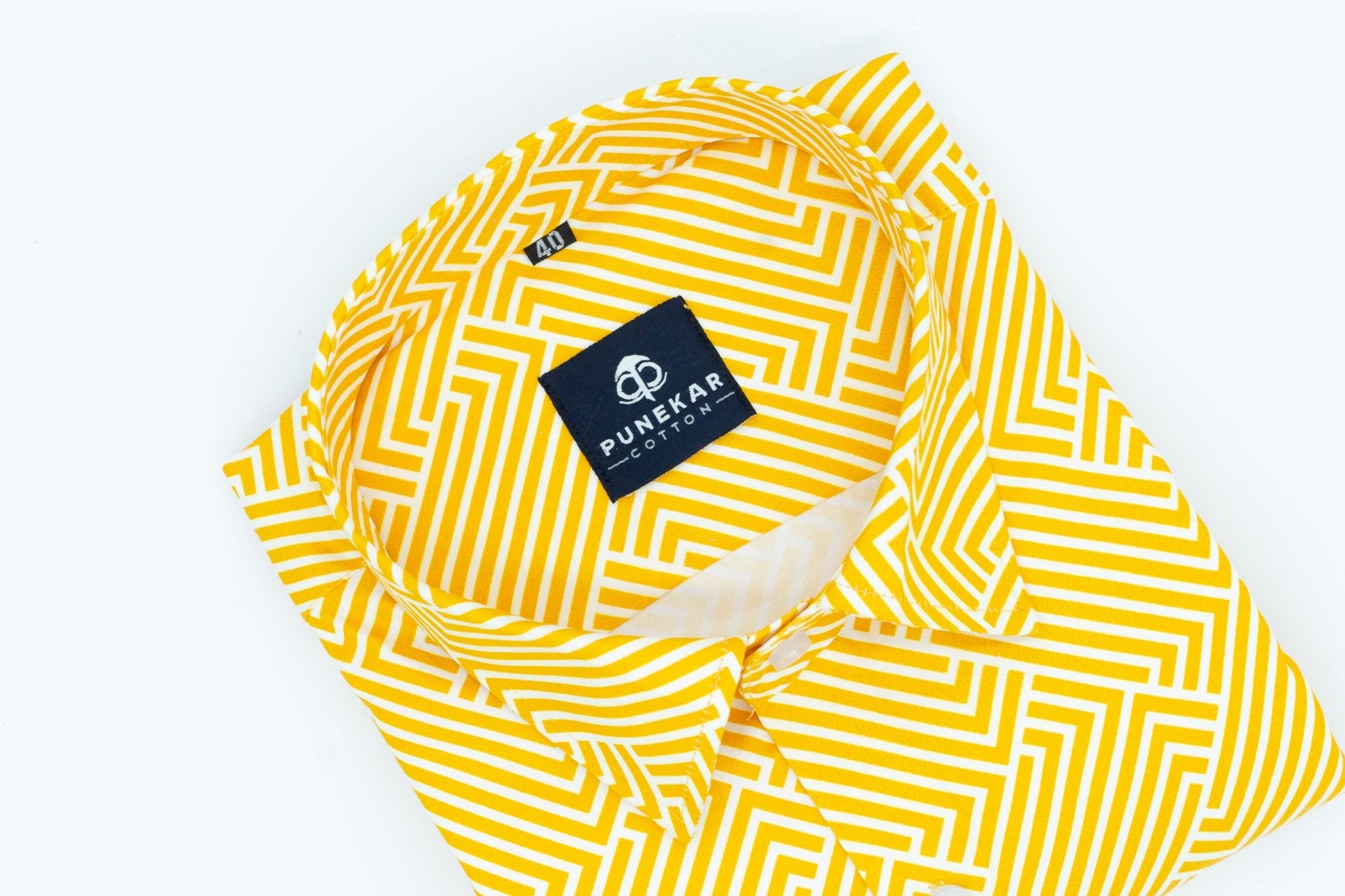 Yellow Color Printed Shirt For Men - Punekar Cotton
